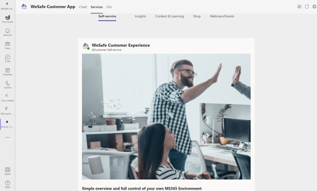 Överblick över WeSafe customer app 